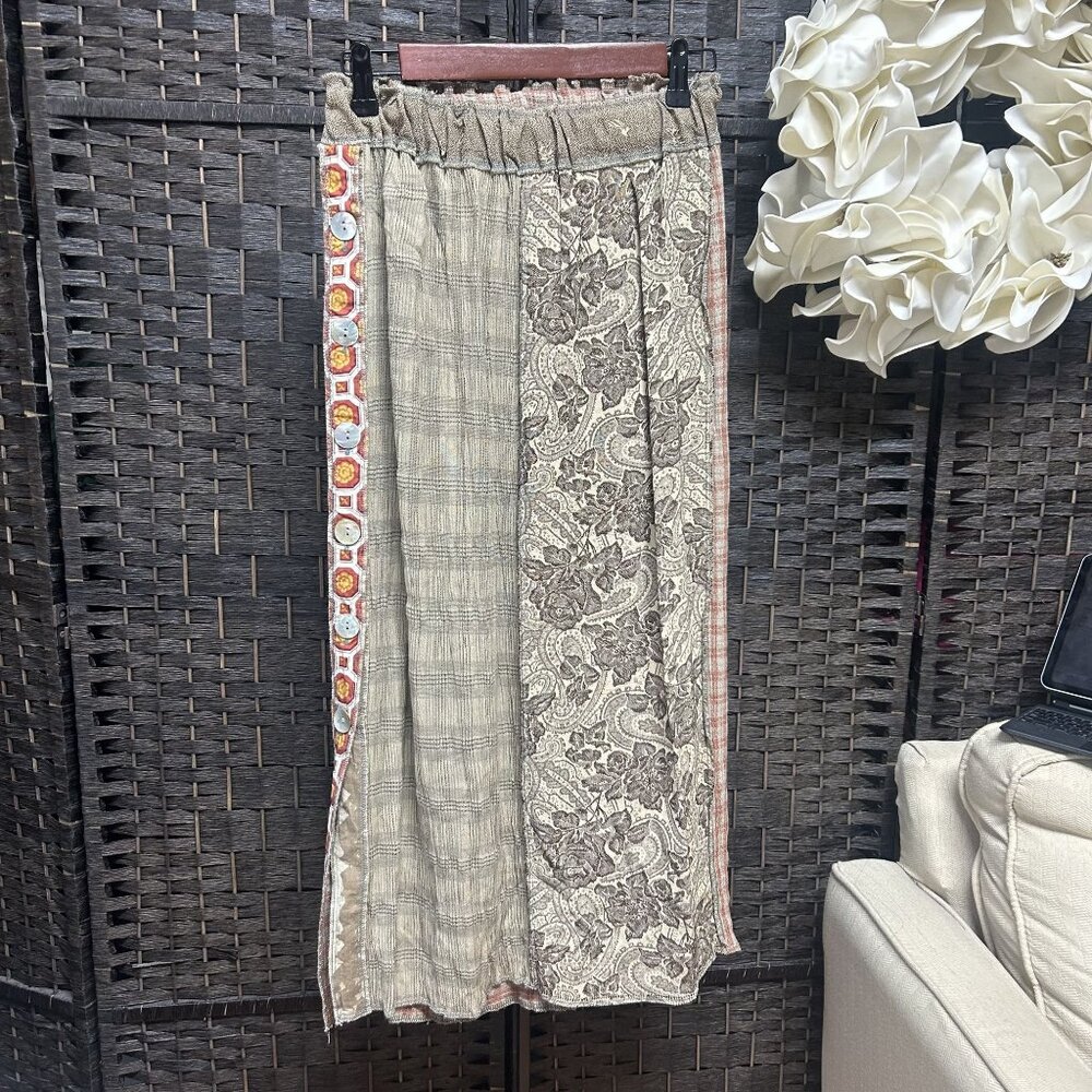 Nothing Matches Elastic Waist Side Buttons Maxi Skirt Size Small